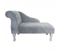 CLEARANCE 41" Mini Chaise Longue in a Danza Silver Grey Velvet Fabric