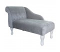 CLEARANCE 41" Mini Chaise Longue in a Danza Silver Grey Velvet Fabric