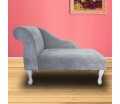 CLEARANCE 41" Mini Chaise Longue in a Danza Silver Grey Velvet Fabric