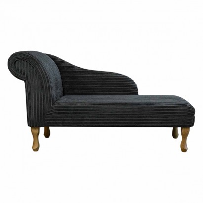 52" Medium Chaise Longue in Conway Charcoal Jumbo Cord Fabric