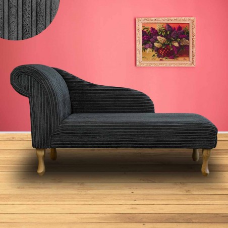 52" Medium Chaise Longue in Conway Charcoal Jumbo Cord Fabric