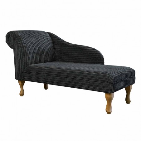 52" Medium Chaise Longue in Conway Charcoal Jumbo Cord Fabric