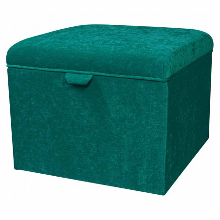 Jumbo Square Storage Pouffe in Pimlico Crush Teal Fabric