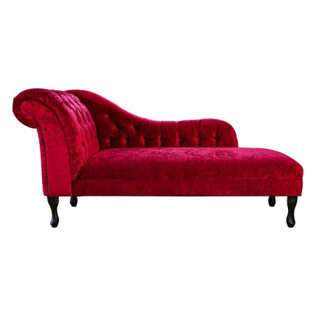 66" Large Deep Buttoned Chaise Longue in a Pastiche Plain Red Fabric