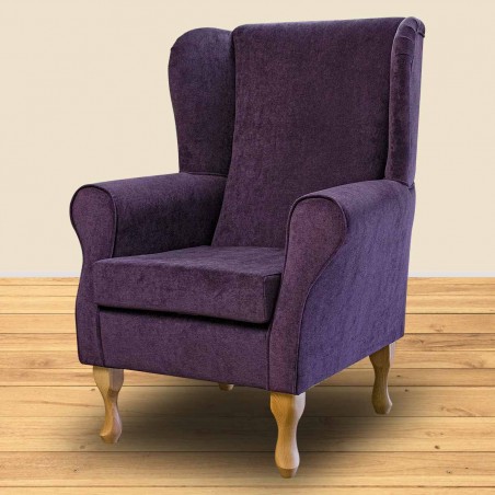 Standard Wingback Fireside Chair in an Orinoco Purple Fabric