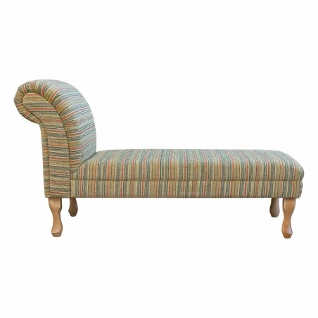 52" Classic Armless Chaise Longue in Maida Vale Gold Candy Stripe Fabric