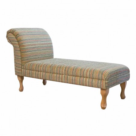 52" Classic Armless Chaise Longue in Maida Vale Gold Candy Stripe Fabric