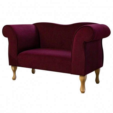 Small Chaise Sofa in Notting Hill Burgundy Velvet Fabric