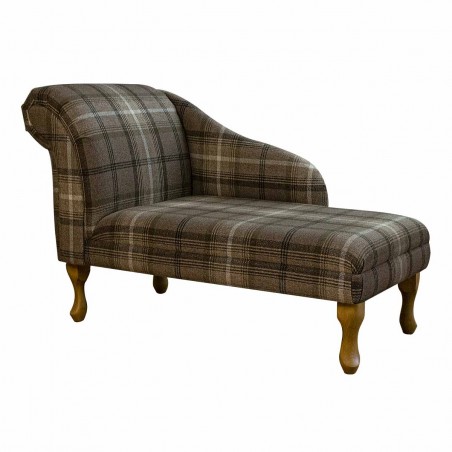 LUXE 45" Medium Chaise Longue in Sophie Check Chocolate Fabric