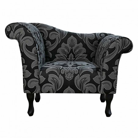 Designer Chaise Chair in a Flatweave Medallion Noir Fabric