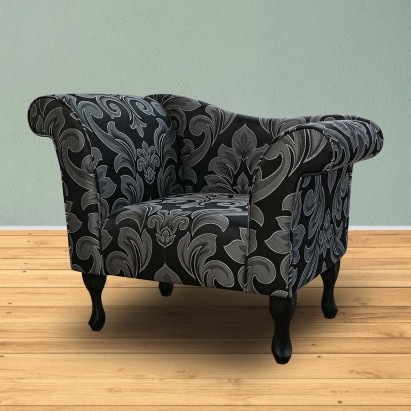 Designer Chaise Chair in a Flatweave Medallion Noir...