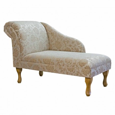 45" Medium Chaise Longue in a Woburn Floral Beige Chenille Fabric