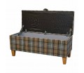 LUXE Storage Bench Stool in Lana Blue Tartan Fabric