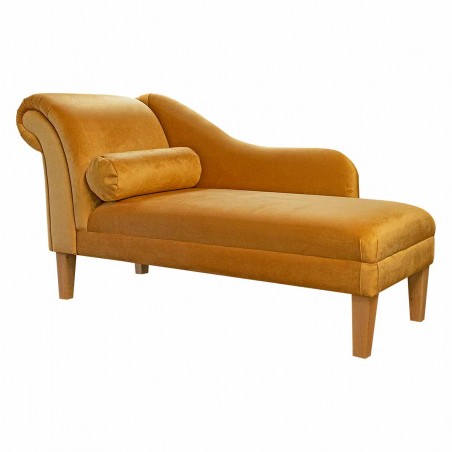 60" Large Chaise Longue in Monaco Saffron Supersoft Velvet Fabric