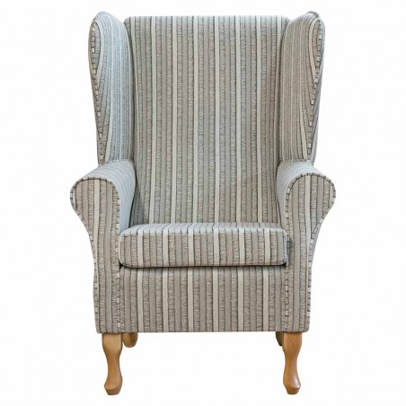 Large High Back Chair in Montana Stripe Natural Fabric