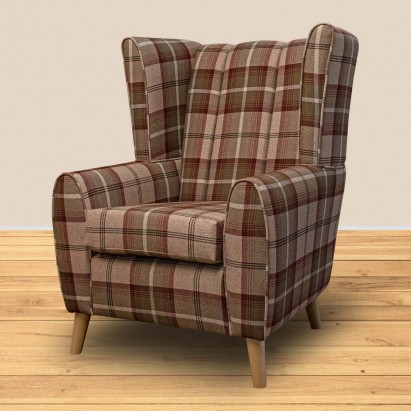 LUXE Fluted Wingback Chair in Balmoral Mulberry...