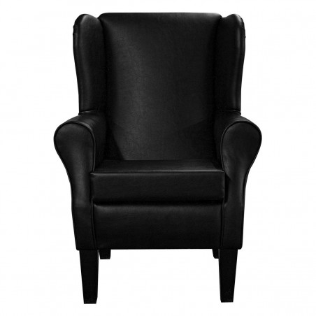 Standard Wingback Fireside Westoe Chair in Black Vinyl Fabric