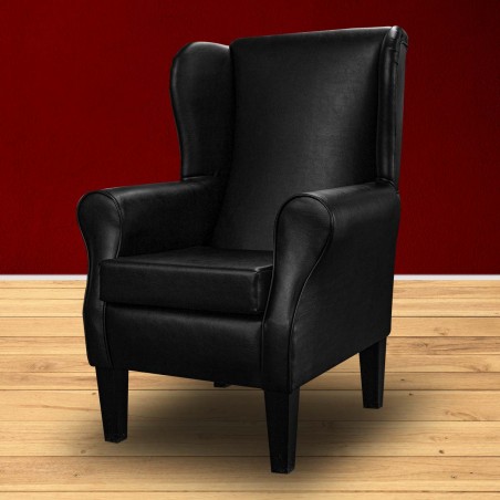 Standard Wingback Fireside Westoe Chair in Black Vinyl Fabric