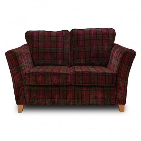 LUXE Diana Two Seater Sofa in Lana Red Tartan Fabric