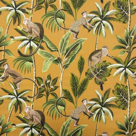 Monkey Yellow 100% Cotton Print Fabric