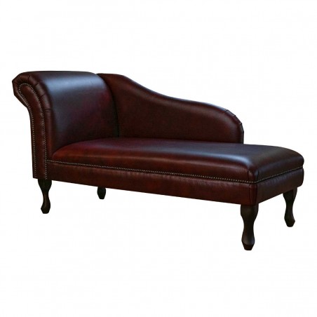 56" Medium Chaise Longue in an Oxblood Genuine Leather