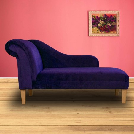 60" Large Chaise Longue in a Malta Amethyst Luxury Velvet Fabric