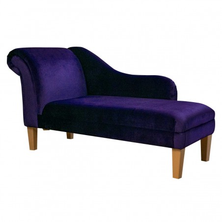 60" Large Chaise Longue in a Malta Amethyst Luxury Velvet Fabric