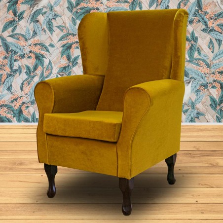 ochre yellow velvet chair