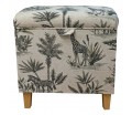 Tall Storage Footstool Box, Ottoman, Pouffe in Safari Wildlife Fabric