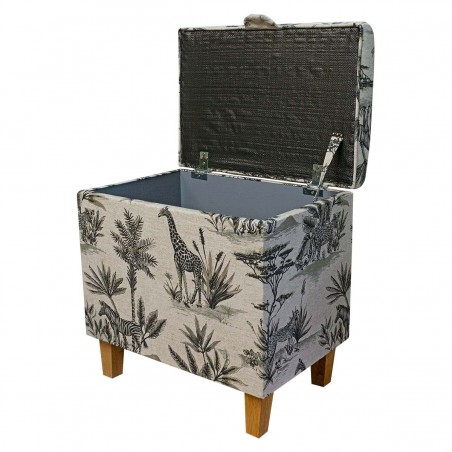 Tall Storage Footstool Box, Ottoman, Pouffe in Safari Wildlife Fabric