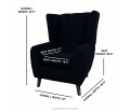 Fluted Wingback Chair in Denver Grained Black Contract Vinyl