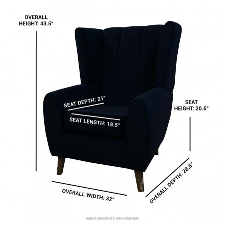 grey wing back chair dimensions