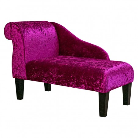 41" Mini Chaise Longue in a Shimmer Fuchsia Crushed Velvet Fabric