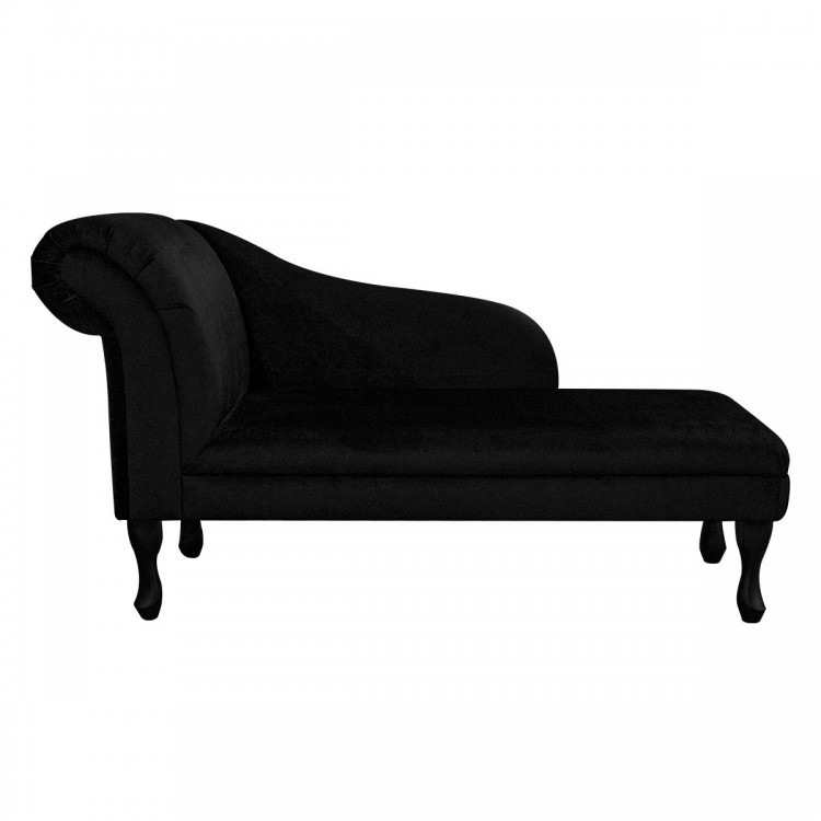 Medium Chaise Longue in Black Supersoft Velvet Fabric