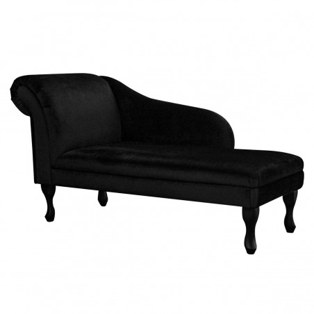 52" Medium Chaise Longue in a Monaco Black Supersoft Velvet Fabric