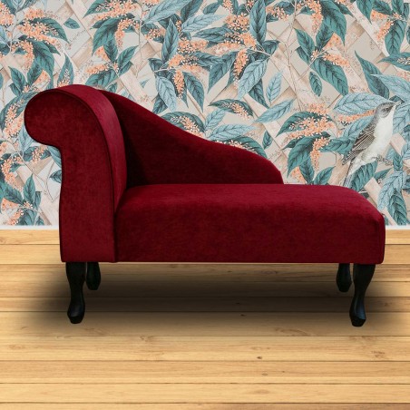 41" Mini Chaise Longue in Dolce Arabia Strie Velvet Fabric