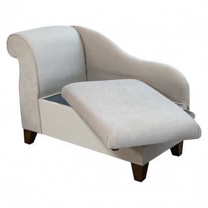 LUXE 41" Storage Chaise Longue in AquaVelvet Oatmeal...