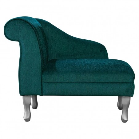 LUXE 36" Compact Chaise Longue in AquaClean Scala Teal Fabric