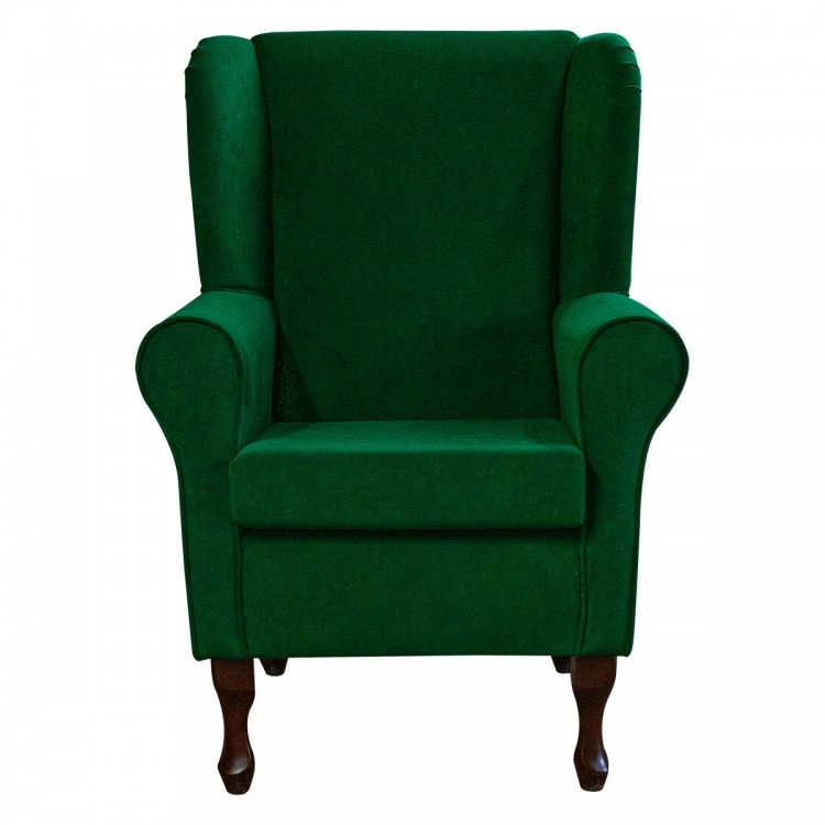 dark green velvet wingback chair