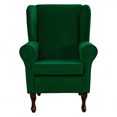 dark green velvet wingback chair