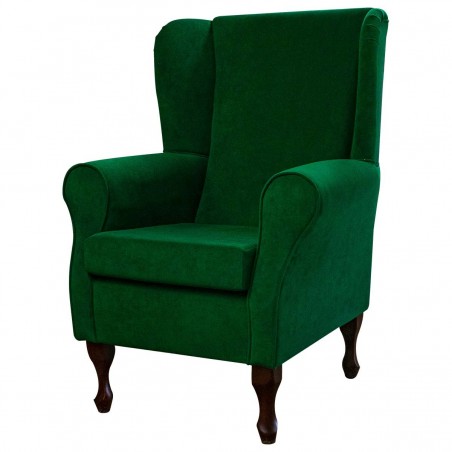 green velvet wingback chair