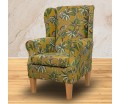 Standard Wingback Fireside Westoe Chair in Monkey Yellow 100% Cotton Print Fabric