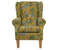 Standard Wingback Fireside Westoe Chair in Monkey Yellow 100% Cotton Print Fabric