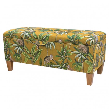 Storage Bench Stool in a Monkey Yellow 100% Cotton Fabric