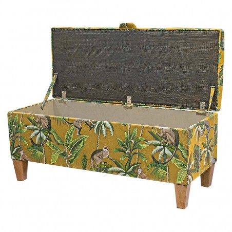 Storage Bench Stool in a Monkey Yellow 100% Cotton Fabric