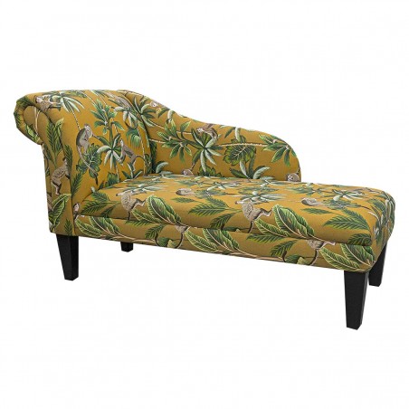 52" Medium Chaise Longue in Monkey Yellow 100% Cotton Print Fabric