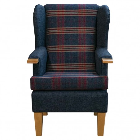 Kensington Orthopaedic Armchair in Gleneagles Check & Plain Granite Fabric