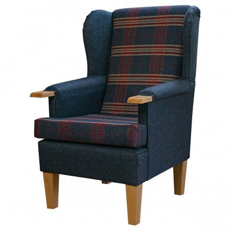 Kensington Orthopaedic Armchair in Gleneagles Check & Plain Granite Fabric