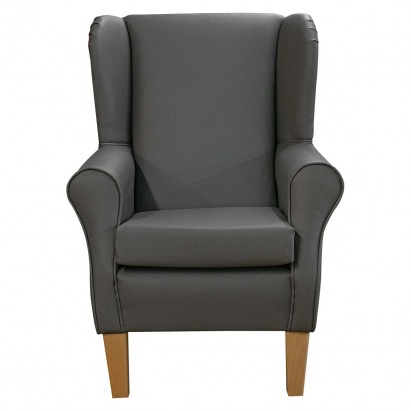 LUXE Standard Wingback Fireside Westoe Chair in Toro Smoke Ultra Hard-Wearing Faux Leather