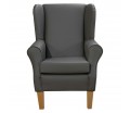 LUXE Standard Wingback Fireside Westoe Chair in Toro Smoke Ultra Hard-Wearing Faux Leather